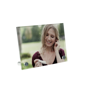 Glasfoto auf Alufüßen