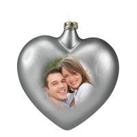 Weihnachtskugel Herz - silber